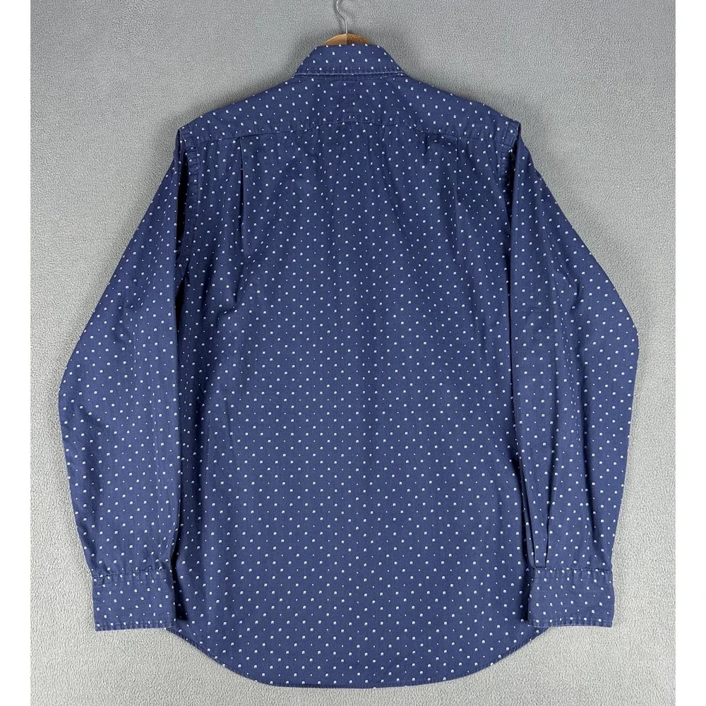 Polo Ralph Lauren Shirt Mens Medium‎ Navy Blue Geometric Nautical Prep Office